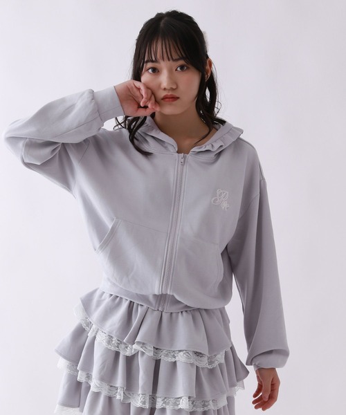 repipi armario（レピピ アルマリオ）の「【girly line】idolフリルZIPパーカー（パーカー・キッズ・ブラック/グレー/サックスブルー・MEDIUM/LARGE/SMALL）」の16枚目の写真