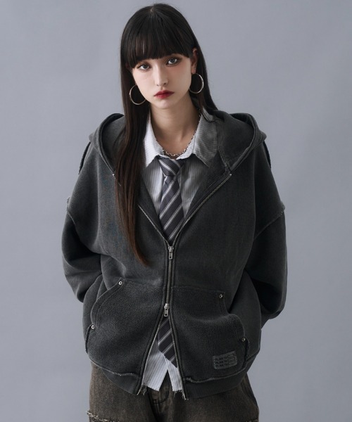 Vintage Design Double Zip Hoodie / ヴィンテージデザインダブル