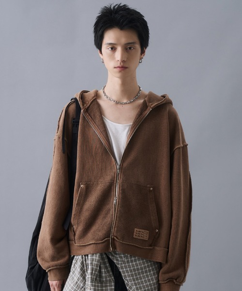 セール】Vintage Design Double Zip Hoodie / ヴィンテージデザイン