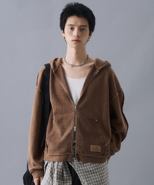 セール】Vintage Design Double Zip Hoodie / ヴィンテージデザイン
