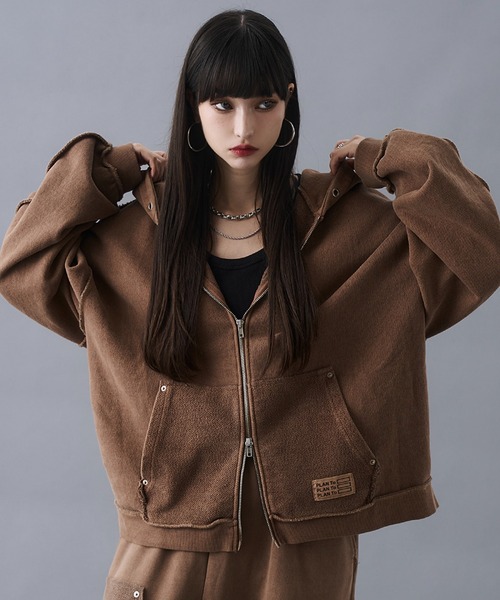 セール】Vintage Design Double Zip Hoodie / ヴィンテージデザイン