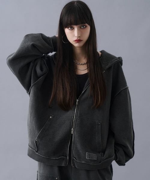セール】Vintage Design Double Zip Hoodie / ヴィンテージデザイン