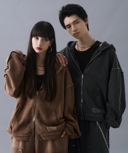 Vintage Design Double Zip Hoodie / ヴィンテージデザインダブル