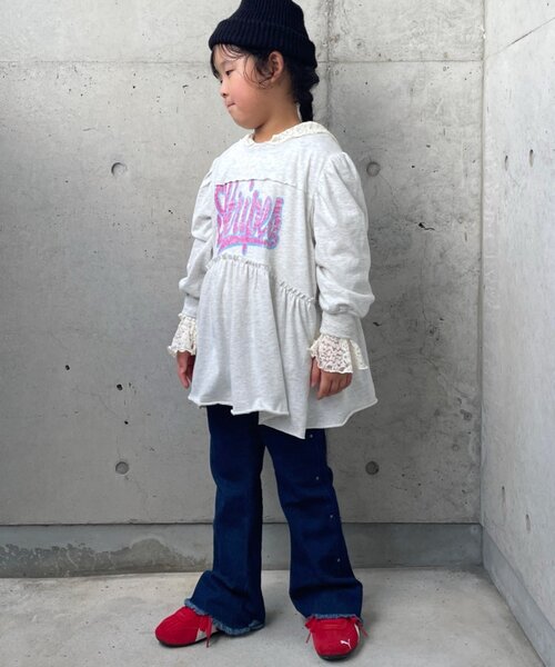 CIAOPANIC TYPY（チャオパニックティピー）の「【KIDS】《ジュニアサイズあり》洗えるスタッズフレア柔らかデニム（デニムパンツ・キッズ・ブラック/ネイビー・MEDIUM/SMALL/XX-LARGE/X-LARGE/LARGE）」の6枚目の写真