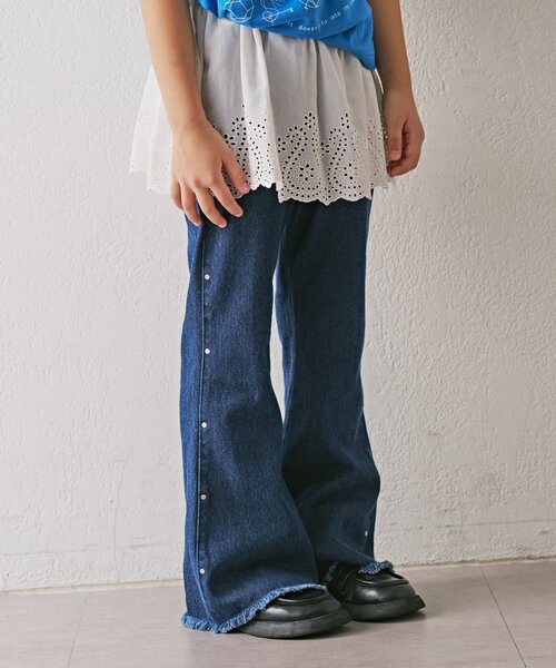 CIAOPANIC TYPY（チャオパニックティピー）の「【KIDS】《ジュニアサイズあり》洗えるスタッズフレア柔らかデニム（デニムパンツ・キッズ・ブラック/ネイビー・MEDIUM/SMALL/XX-LARGE/X-LARGE/LARGE）」の8枚目の写真