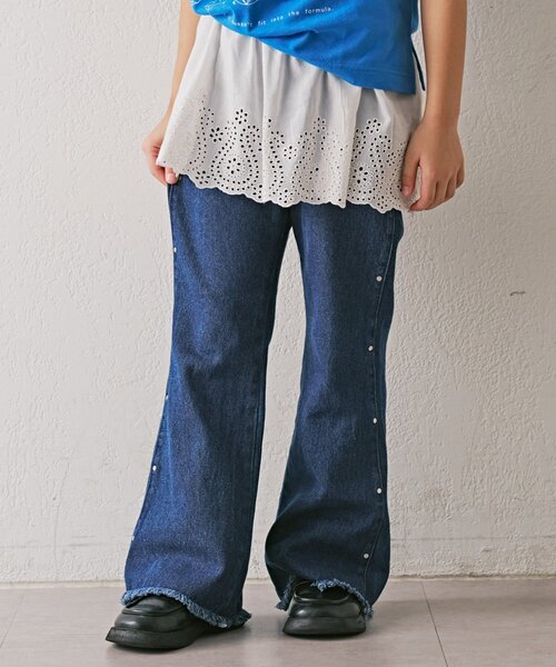 CIAOPANIC TYPY（チャオパニックティピー）の「【KIDS】《ジュニアサイズあり》洗えるスタッズフレア柔らかデニム（デニムパンツ・キッズ・ブラック/ネイビー・MEDIUM/SMALL/XX-LARGE/X-LARGE/LARGE）」の9枚目の写真