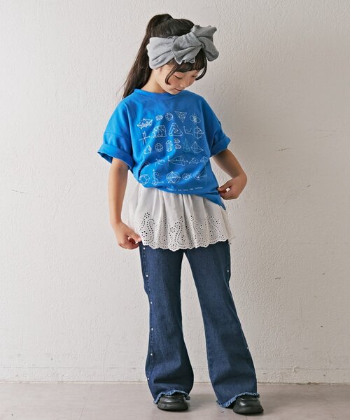 CIAOPANIC TYPY（チャオパニックティピー）の「【KIDS】《ジュニアサイズあり》洗えるスタッズフレア柔らかデニム（デニムパンツ・キッズ・ブラック/ネイビー・MEDIUM/SMALL/XX-LARGE/X-LARGE/LARGE）」の11枚目の写真