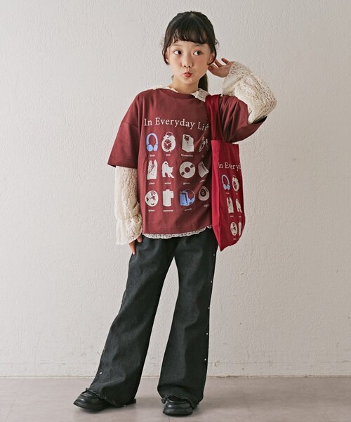 CIAOPANIC TYPY（チャオパニックティピー）の「【KIDS】《ジュニアサイズあり》洗えるスタッズフレア柔らかデニム（デニムパンツ・キッズ・ブラック/ネイビー・MEDIUM/SMALL/XX-LARGE/X-LARGE/LARGE）」の14枚目の写真