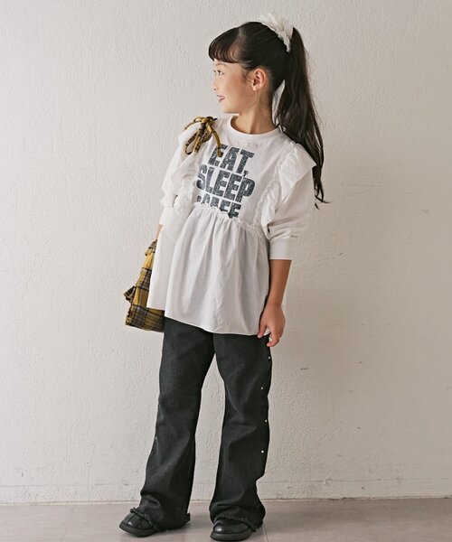 CIAOPANIC TYPY（チャオパニックティピー）の「【KIDS】《ジュニアサイズあり》洗えるスタッズフレア柔らかデニム（デニムパンツ・キッズ・ブラック/ネイビー・MEDIUM/SMALL/XX-LARGE/X-LARGE/LARGE）」の16枚目の写真