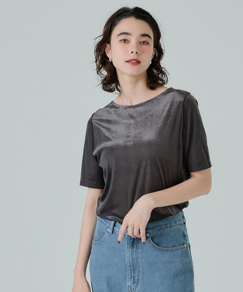 前後2wayベロア半袖トップス（Tシャツ/カットソー）｜coca（coca