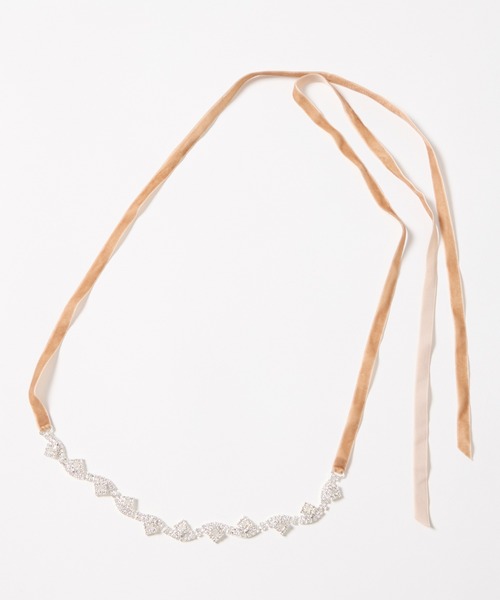 AIMER（エメ）の「ビジューベルベットリボンベルト（ベルト・レディース・ベージュ/ブラック・FREE）」の7枚目の写真