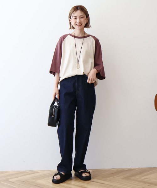 AMERICAN HOLIC(アメリカンホリック)の「ラグラン配色7分袖プルオーバー(Tシャツ/カットソー・レディース・ベージュ/ホワイト系その他/アイボリー・M/L)」の4枚目の写真