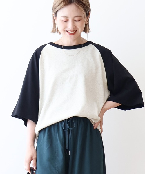AMERICAN HOLIC(アメリカンホリック)の「ラグラン配色7分袖プルオーバー(Tシャツ/カットソー・レディース・ベージュ/ホワイト系その他/アイボリー・M/L)」の10枚目の写真