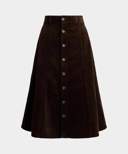 POLO RALPH LAUREN（ポロ ラルフ ローレン）の「ボタンフロント コーデュロイ Aライン スカート（スカート・レディース・ブラウン系・00/10/8/6/4/0/2）」の4枚目の写真