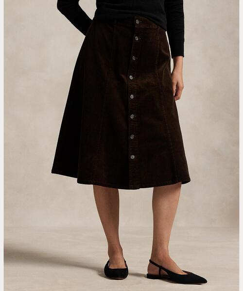 POLO RALPH LAUREN（ポロ ラルフ ローレン）の「ボタンフロント コーデュロイ Aライン スカート（スカート・レディース・ブラウン系・00/10/8/6/4/0/2）」の5枚目の写真