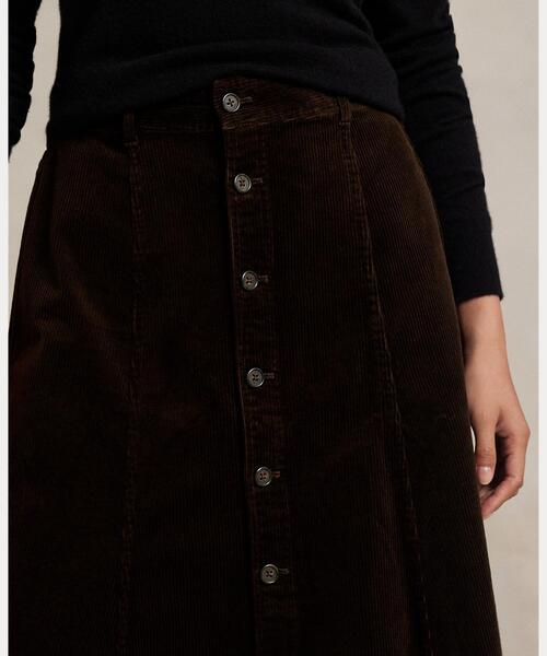 ボタンフロント コーデュロイ Aライン スカート（スカート）｜POLO