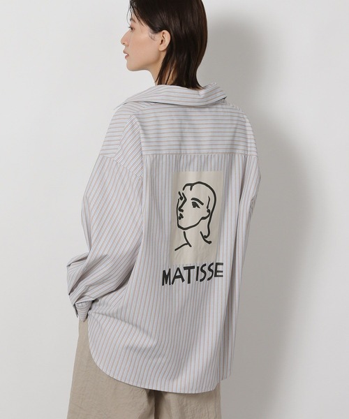 LAKOLE(ラコレ)の「【ラコレ アートシリーズ】ストライプオーバーシャツ / 592589(シャツ/ブラウス・レディース・イエロー/ブルー/ブラウン・FREE)」の2枚目の写真