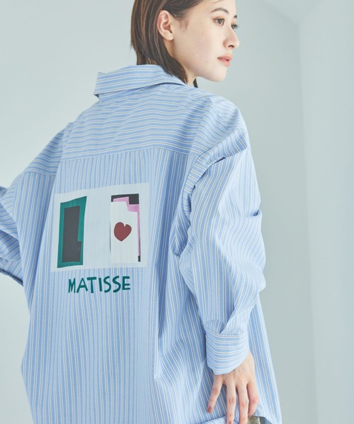 LAKOLE(ラコレ)の「【ラコレ アートシリーズ】ストライプオーバーシャツ / 592589(シャツ/ブラウス・レディース・イエロー/ブルー/ブラウン・FREE)」の3枚目の写真