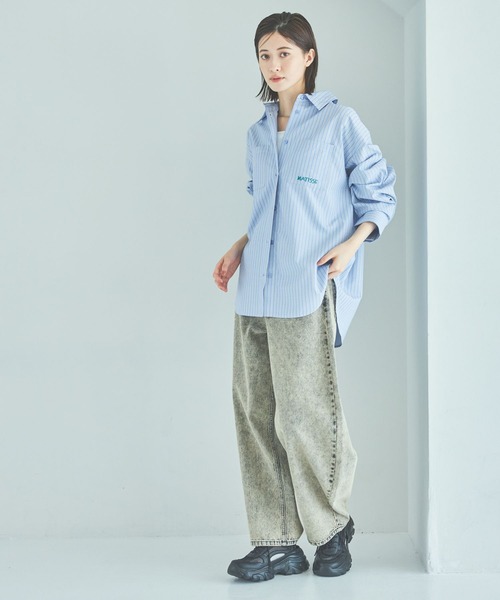 LAKOLE(ラコレ)の「【ラコレ アートシリーズ】ストライプオーバーシャツ / 592589(シャツ/ブラウス・レディース・イエロー/ブルー/ブラウン・FREE)」の7枚目の写真