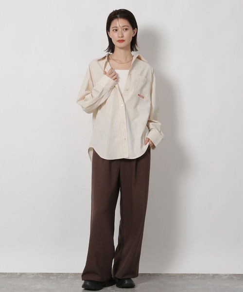 LAKOLE(ラコレ)の「【ラコレ アートシリーズ】ストライプオーバーシャツ / 592589(シャツ/ブラウス・レディース・イエロー/ブルー/ブラウン・FREE)」の22枚目の写真