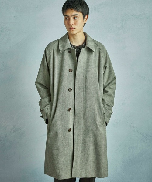 MEN'S BIGI(メンズビギ)の「ヘリンボーンダブルクロス ステンカラーコート<2WAYストレッチ>(ステンカラーコート・メンズ・ベージュ・02/03)」の1枚目の写真