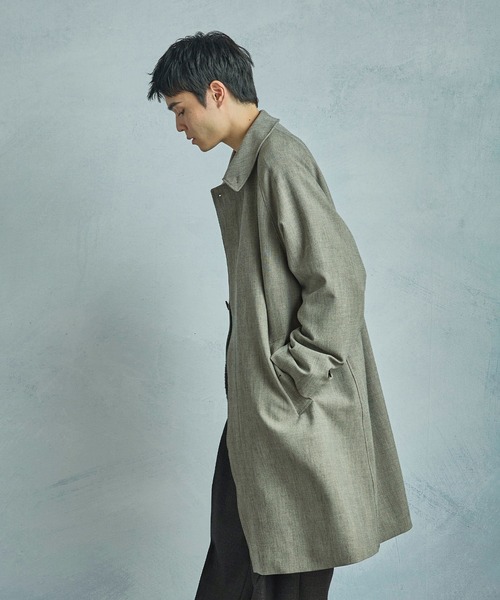 MEN'S BIGI(メンズビギ)の「ヘリンボーンダブルクロス ステンカラーコート<2WAYストレッチ>(ステンカラーコート・メンズ・ベージュ・02/03)」の2枚目の写真