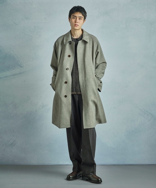 MEN'S BIGI(メンズビギ)の「ヘリンボーンダブルクロス ステンカラーコート<2WAYストレッチ>(ステンカラーコート・メンズ・ベージュ・02/03)」の6枚目の写真