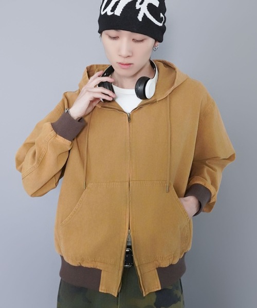 SPINNS（スピンズ）の「短丈 ダック地 アクティブジャケット/ダブルジップ/ヴィンテージライク/ユニセックス（ブルゾン・メンズ・ブラック/ブルー系その他/キャメル/チャコール/ピンク・M/L）」の4枚目の写真