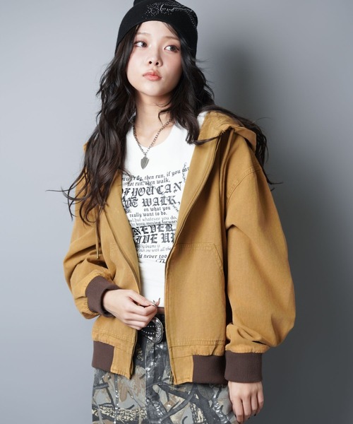 短丈ダブルジップアクティブジャケット/フード/ユニセックス（ブルゾン