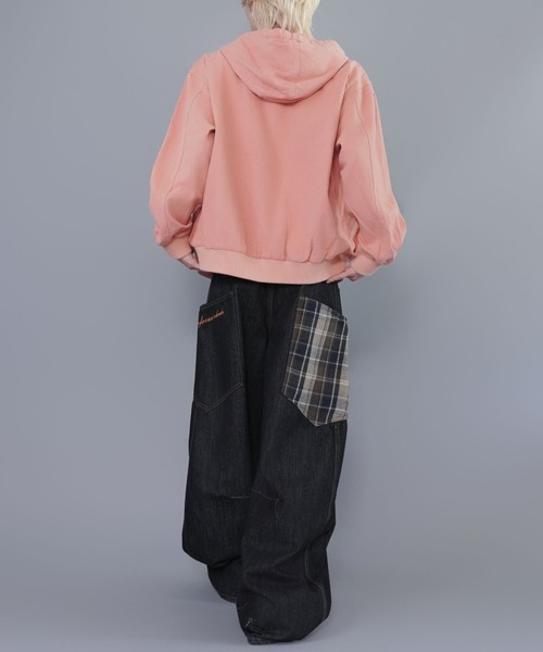 SPINNS（スピンズ）の「短丈 ダック地 アクティブジャケット/ダブルジップ/ヴィンテージライク/ユニセックス（ブルゾン・メンズ・ブラック/ブルー系その他/キャメル/チャコール/ピンク・M/L）」の8枚目の写真