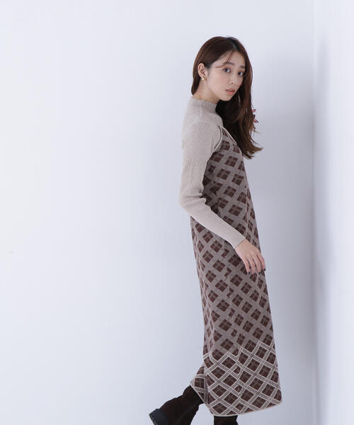 セール】◇チェックニットキャミワンピースセット（ワンピース