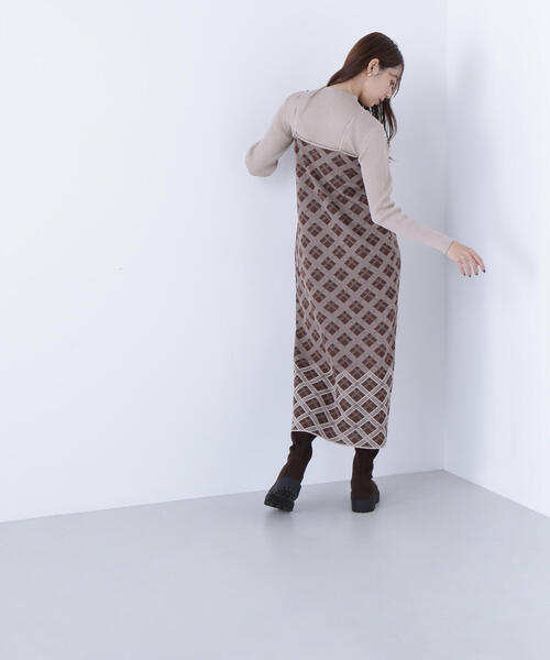 セール】◇チェックニットキャミワンピースセット（ワンピース