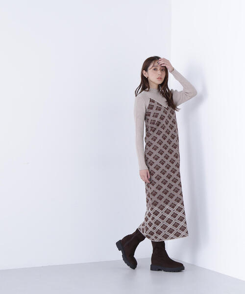 セール】◇チェックニットキャミワンピースセット（ワンピース