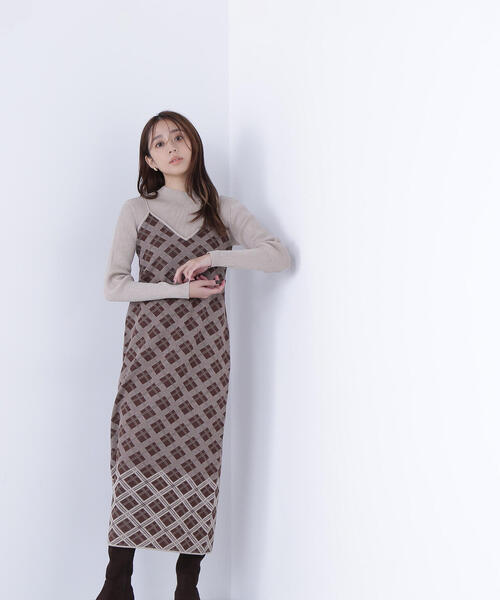 セール】◇チェックニットキャミワンピースセット（ワンピース