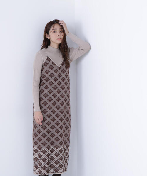 セール】◇チェックニットキャミワンピースセット（ワンピース