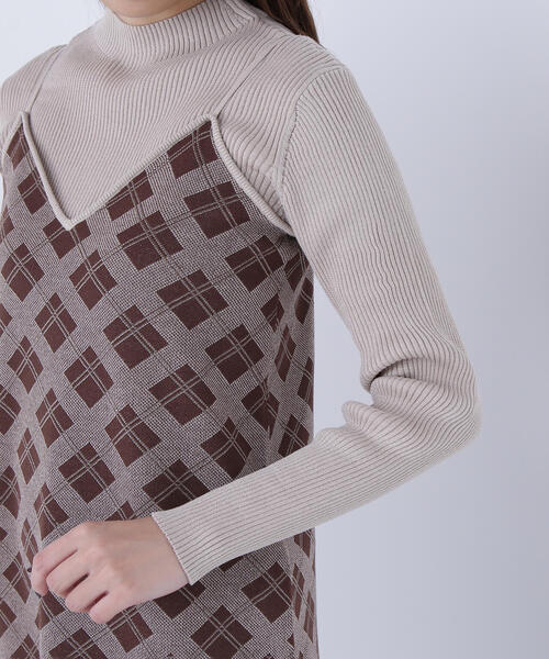 セール】◇チェックニットキャミワンピースセット（ワンピース