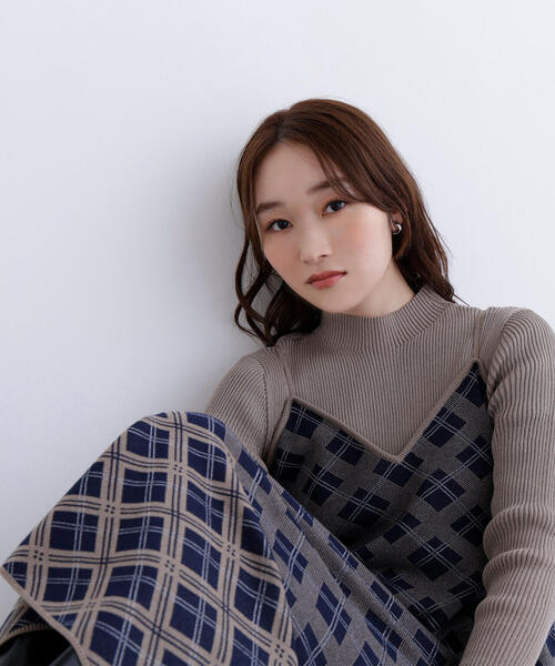 セール】◇チェックニットキャミワンピースセット（ワンピース