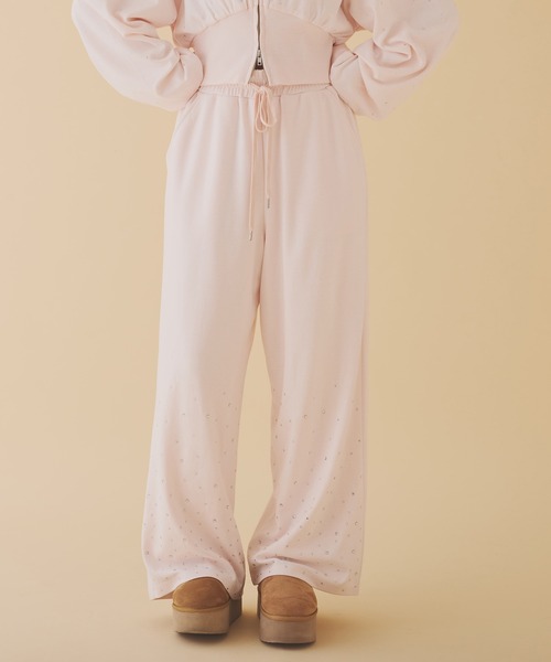 one after another NICE CLAUP（ワンアフターアナザーナイスクラップ）の「【セットアップ対応】ビジュースウェットパンツ（スウェットパンツ・レディース・ライトピンク/杢グレー/チャコールグレー/オフホワイト/ブラック系その他・FREE）」の5枚目の写真