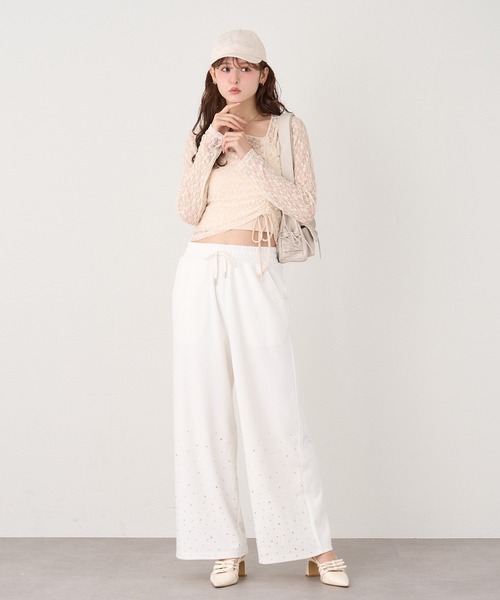 one after another NICE CLAUP（ワンアフターアナザーナイスクラップ）の「【セットアップ対応】ビジュースウェットパンツ（スウェットパンツ・レディース・ライトピンク/杢グレー/チャコールグレー/オフホワイト/ブラック系その他・FREE）」の9枚目の写真