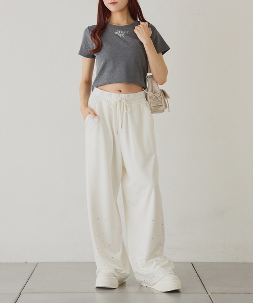 one after another NICE CLAUP（ワンアフターアナザーナイスクラップ）の「【セットアップ対応】ビジュースウェットパンツ（スウェットパンツ・レディース・ライトピンク/杢グレー/チャコールグレー/オフホワイト/ブラック系その他・FREE）」の22枚目の写真