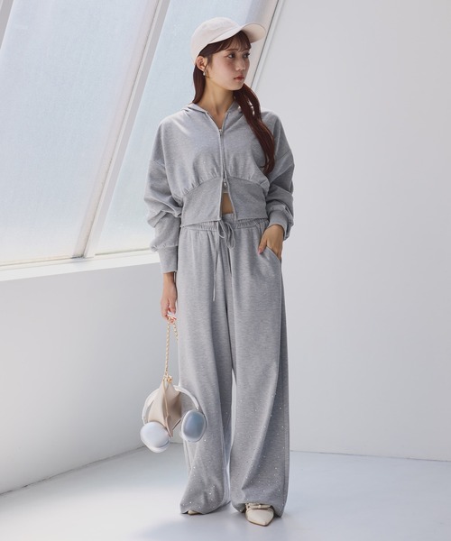 one after another NICE CLAUP（ワンアフターアナザーナイスクラップ）の「【セットアップ対応】ビジュースウェットパンツ（スウェットパンツ・レディース・ライトピンク/杢グレー/チャコールグレー/オフホワイト/ブラック系その他・FREE）」の14枚目の写真