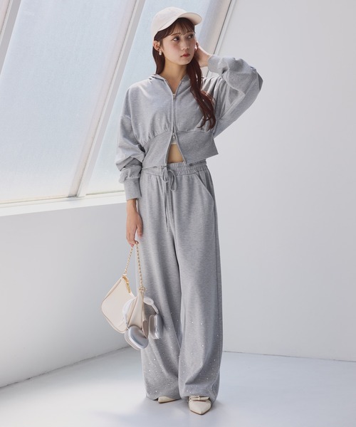 one after another NICE CLAUP（ワンアフターアナザーナイスクラップ）の「【セットアップ対応】ビジュースウェットパンツ（スウェットパンツ・レディース・ライトピンク/杢グレー/チャコールグレー/オフホワイト/ブラック系その他・FREE）」の15枚目の写真