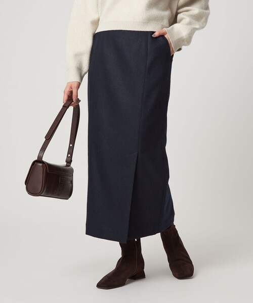 green label relaxing（グリーンレーベルリラクシング）の「［size SHORTあり］スラブ サイド スリット タイト スカート（スカート・レディース・ナチュラル/ダークブラウン/ネイビー・SHORT/36/38）」の3枚目の写真