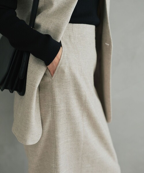 green label relaxing（グリーンレーベルリラクシング）の「［size SHORTあり］スラブ サイド スリット タイト スカート（スカート・レディース・ナチュラル/ダークブラウン/ネイビー・SHORT/36/38）」の11枚目の写真