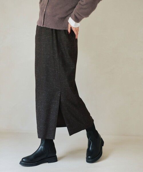 green label relaxing（グリーンレーベルリラクシング）の「［size SHORTあり］スラブ サイド スリット タイト スカート（スカート・レディース・ナチュラル/ダークブラウン/ネイビー・SHORT/36/38）」の12枚目の写真