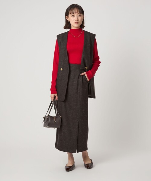 green label relaxing（グリーンレーベルリラクシング）の「［size SHORTあり］スラブ サイド スリット タイト スカート（スカート・レディース・ナチュラル/ダークブラウン/ネイビー・SHORT/36/38）」の16枚目の写真