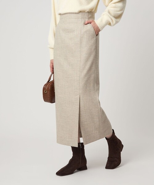 green label relaxing（グリーンレーベルリラクシング）の「［size SHORTあり］スラブ サイド スリット タイト スカート（スカート・レディース・ナチュラル/ダークブラウン/ネイビー・SHORT/36/38）」の19枚目の写真