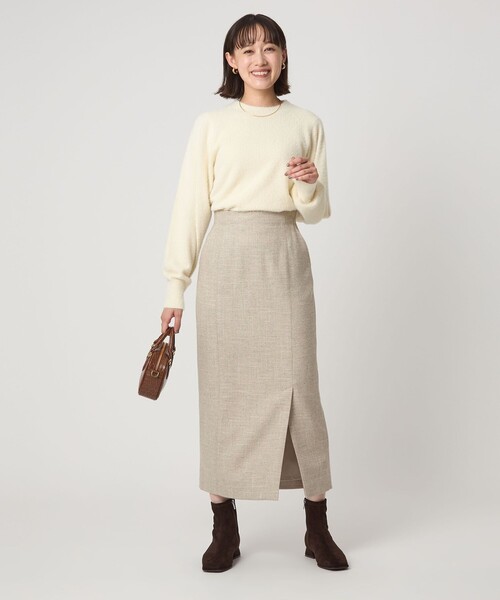 green label relaxing（グリーンレーベルリラクシング）の「［size SHORTあり］スラブ サイド スリット タイト スカート（スカート・レディース・ナチュラル/ダークブラウン/ネイビー・SHORT/36/38）」の20枚目の写真