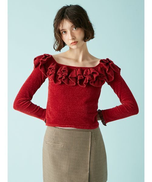 【LILYBRWON】モールフリルニットトップス LILY BROWN（リリーブラウン）の「モールフリルニットトップス（ニット