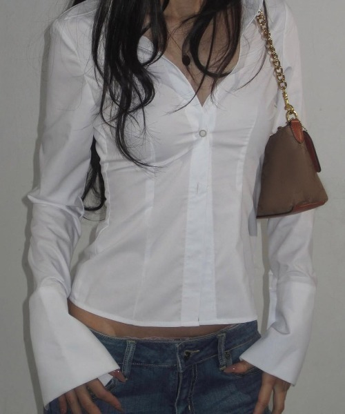 almo（アルモ）の「【LAMPOON】ロングカフスシャツ（シャツ/ブラウス・レディース・ホワイト・SMALL/MEDIUM/LARGE）」の9枚目の写真